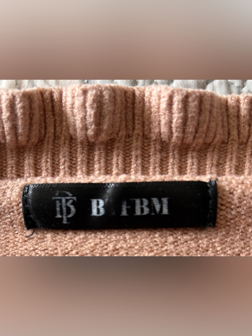 BTFBM Knit Sweater in Rosy Taupe w Ruffled Sleeve & Cuff - Half Button Closure L - Picture 2 of 11